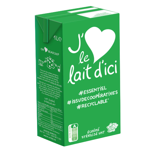 Lait Bio demi-écrémé - brique éco-conçue 1L - Candia - Sodiaal